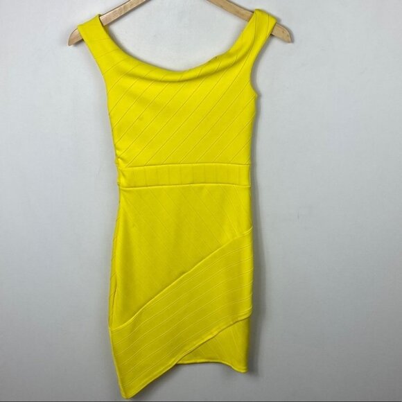 NWT Miss Selfridge Yellow Mini Dress Asymmetric Hem Size 0 New With‎ Tags Boho - Picture 13 of 13